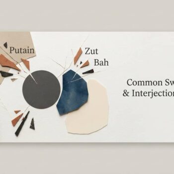 common-swear-words-and-interjections-in-french-featured Composition abstraite minimaliste illustrant l'article de blog sur Common swear words and interjections in French